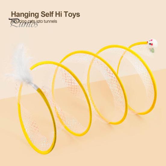 Soft with Feather Interactive Toy Foldable Tunnel Kitten Tunnel Teaser Cat Channel Tube Pet Toy