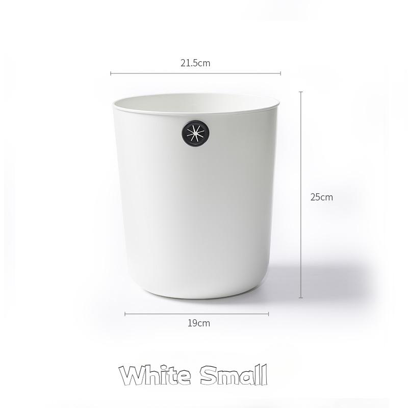 Minimalist White Round Trash Can No Lid With Round Hole For Securing Trash Bag Waste Paper Basket Living Room Household Use