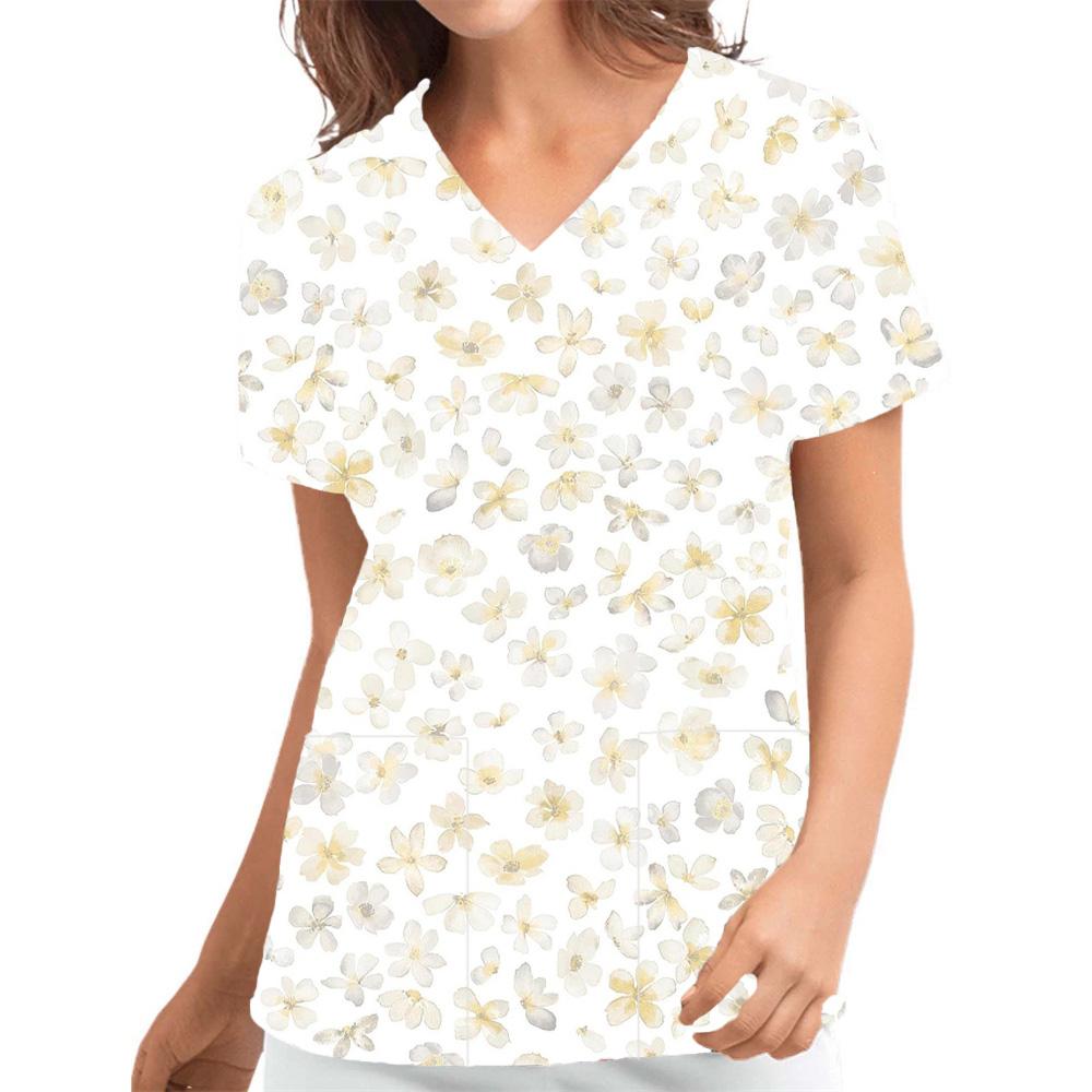 Surgical Uniforms Scrub Women Cats Prints V-Neck Pockets T Vet Uniform In Hospital Scrubs Nursing Uniform for Unisex