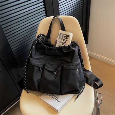 Drawstring Bucket Bag, New Autumn High-end Commuter Bucket Bag, Waterproof Nylon Cloth Shoulder Bag Tide