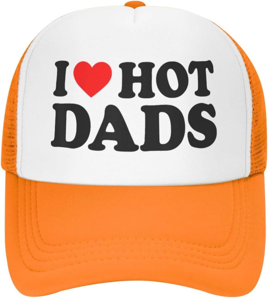 I Love Hot Dads Trucker Hat Mesh Baseball Cap Adjustable Summer Casual for Adults