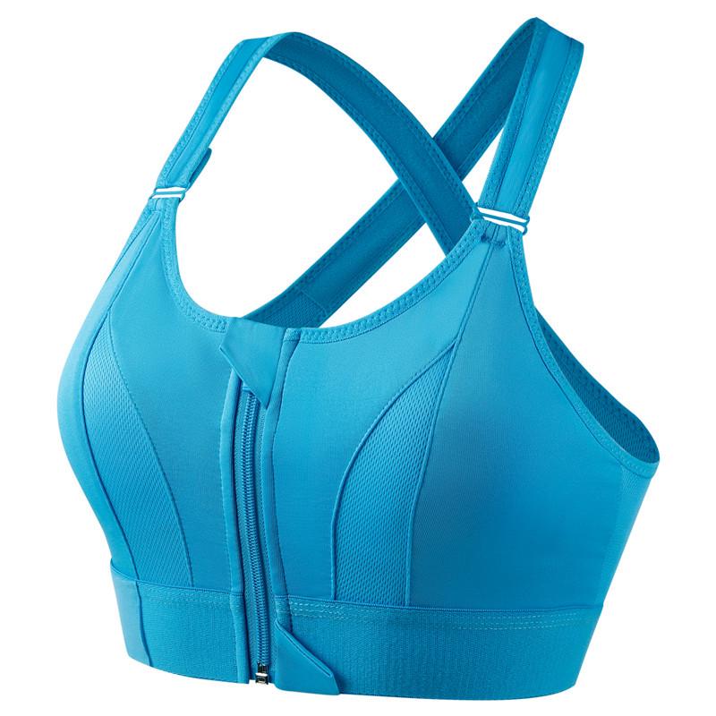 Women's Shockproof Breathable Adjustable Zip Sports Bra - Wireless Cross Back Beauty Vest