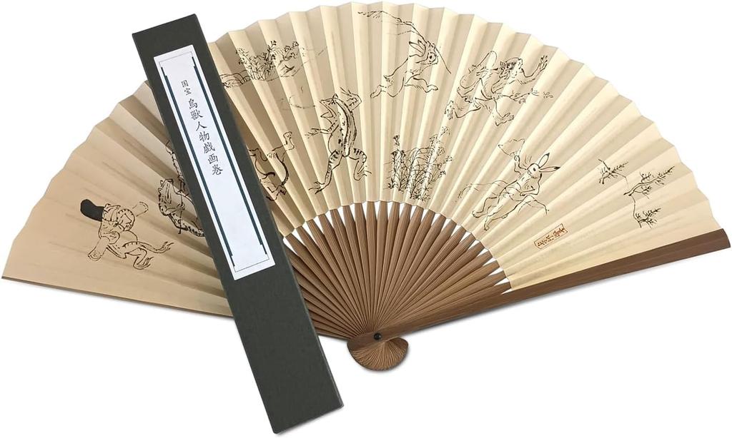 of Frolicking Fan National Treasure A stylish and cute fan featuring a sumo wrestler made in unisex and a charming picture scroll Made in Japan for