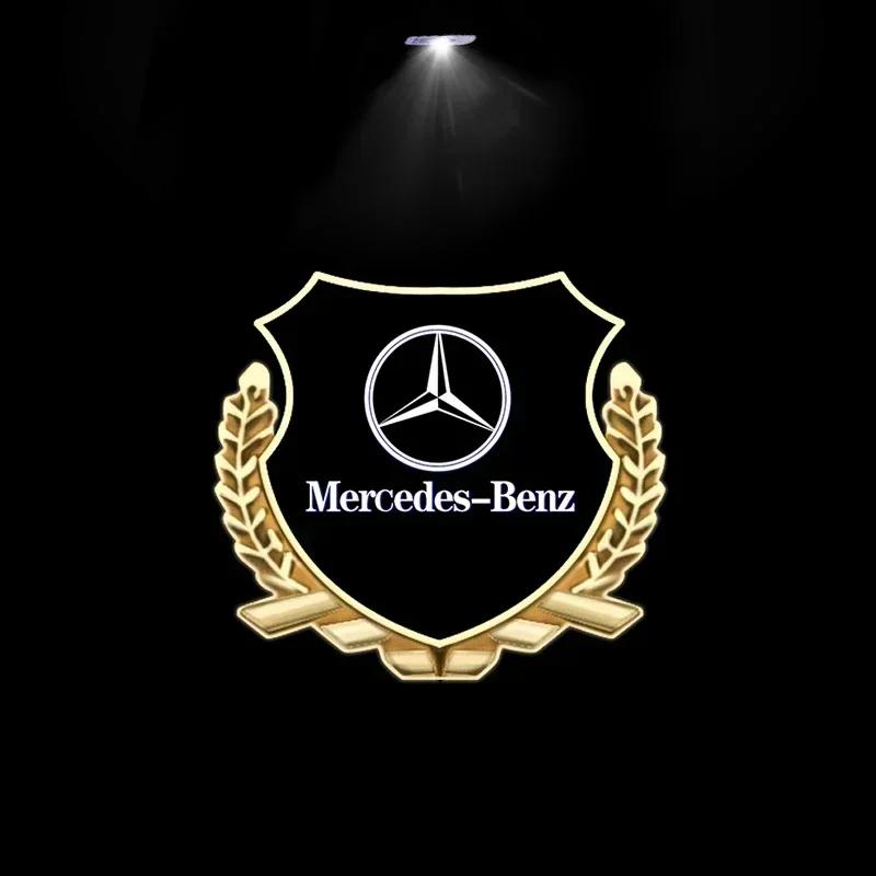 Hot W204 2025 Hot New 2pcs Car Door Welcome Light Logo Emblem For Mercedes Benz A C E GLC GLA GLE GLB Class W177 W205 W212 W213 XYZAB1