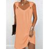 QICED Fashion Summer Spring Solid Color Print Sleeveless V-Neck Casual Dresses