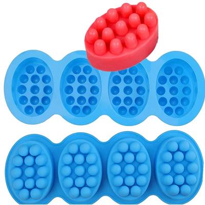 4-hohlräume Silikon Massage Seife Form Oval Süßigkeiten Machen Form Backen Backblech Muffin Tassen
