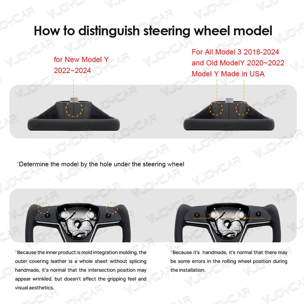 Tesla Yoke Steering Wheel 2.0 Leather Stitch Color Block Cover for Model 3 & Model Y