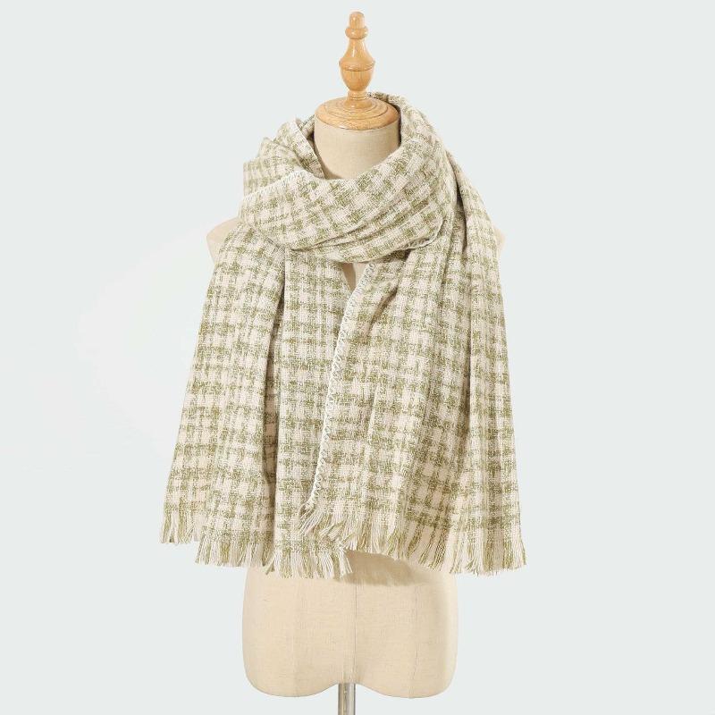 

Новый шарф-сетка «Тысяча птиц» Женский зимний повседневный универсальный шарф-сетка с подрубкой Утепленный теплый шарф 60*190 260G