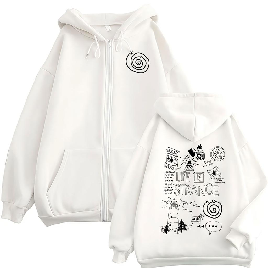 Game Life Is Strange Print Zipper Hoodie Men Women Long Sleeve Fashion Oversized Sweatshirt Loose Pullover Clothing Coats Hooded