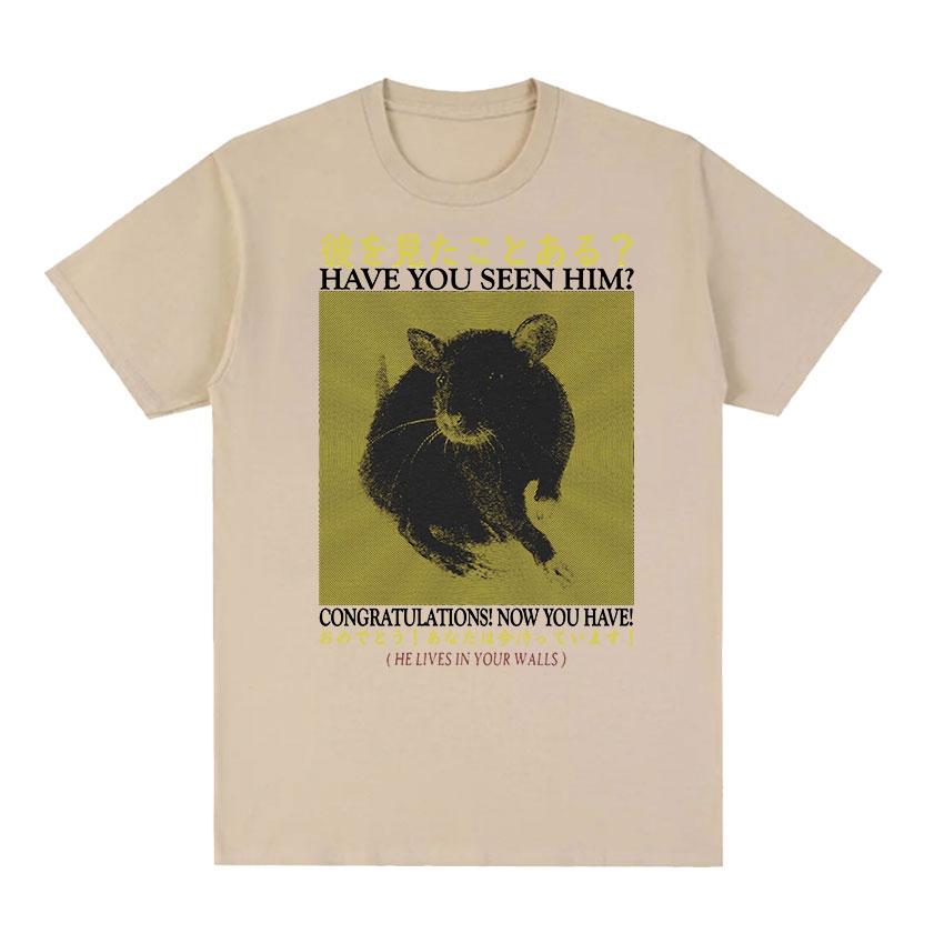 

Японская крыса, вы видели его, забавные футболки с рисунком, мужские ретро Harajuku, модная футболка, готическая одежда, большие хлопковые футболки