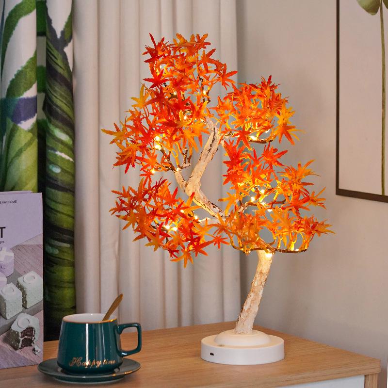 Thanksgiving LED Maple & Rose Flower Decorative Tree & Night String Lights