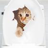 Gerissener neugieriger Kätzchen Toilettenaufkleber 3D-Effekt Badezimmer Toilettensitz Wasserdichter Aufkleber Selbstklebend