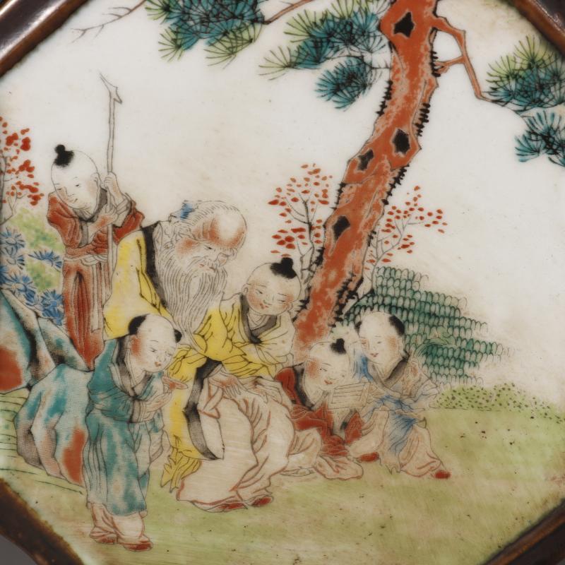 Qing Qianlong Ceramic Vase Figure Four Sided Flat Bottle Porcelain Old Items Antique Collection Ornaments Home Desk Accessories