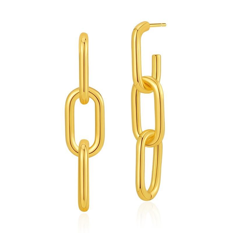 Geometric Minimalist Chain 18k Gold Plated Fashion Earrings For Women