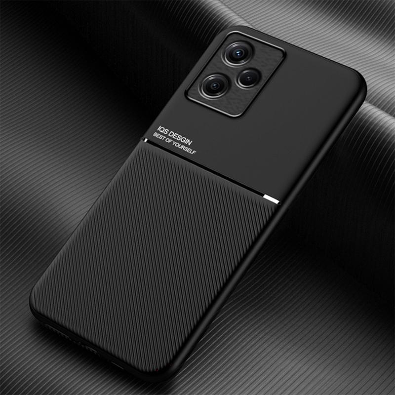 Phone Case for Infinix Hot 30i X669,PU Leather+TPU+PC Lines Imprinted Cover with Built-In Magnetic Holder Metal Sheet