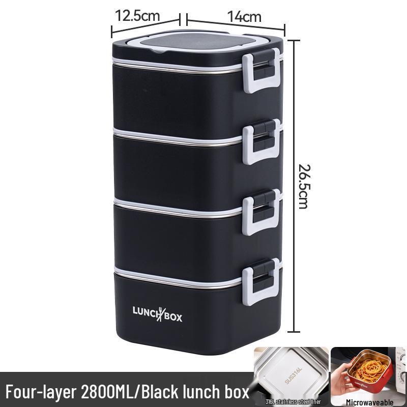 316 Stainless Steel Insulated Bento Lunch Box, Microwaveable Meal Container for Office Workers