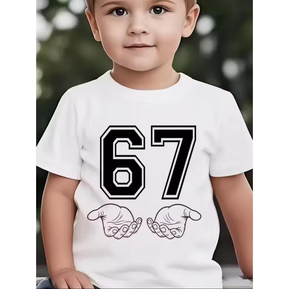 67 Meme Sxi Seven Cool Print Summer Boy Girls Cotton Short Sleeve Tshirt Fashion Kids Clothes Tee Streetwear Childrens Tshirts