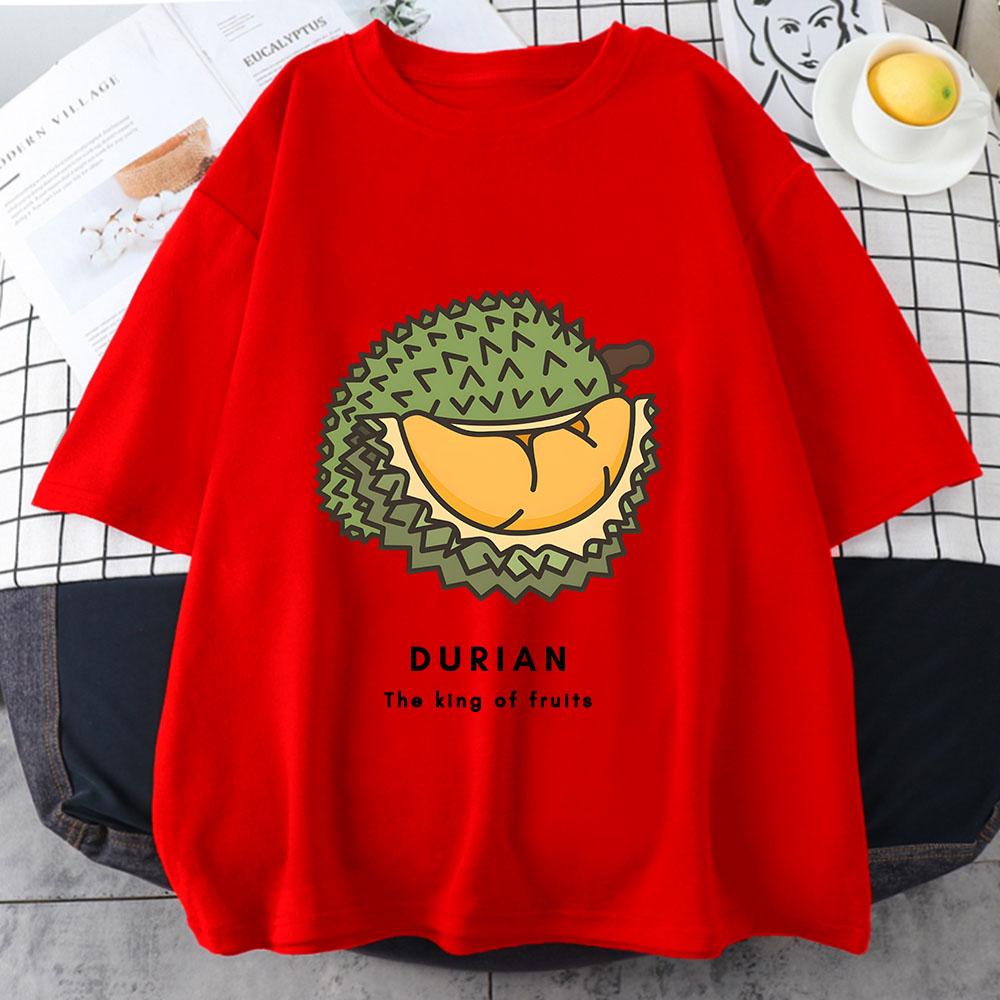 

Футболка с изображением дуриана, женские/мужские футболки, 100% хлопок, высококачественная рубашка с графическим принтом, короткий рукав, летние свободные футболки, модные повседневные топы XS красный