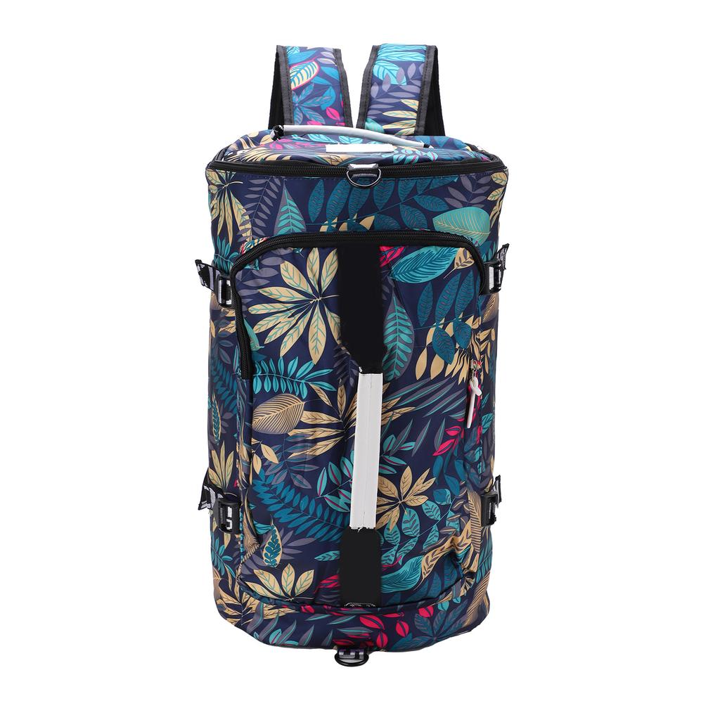 Printed Backpack Polyester Large Capacity Multifunctional Outdoor Leisure Travel BagBlue Maple Leaf
