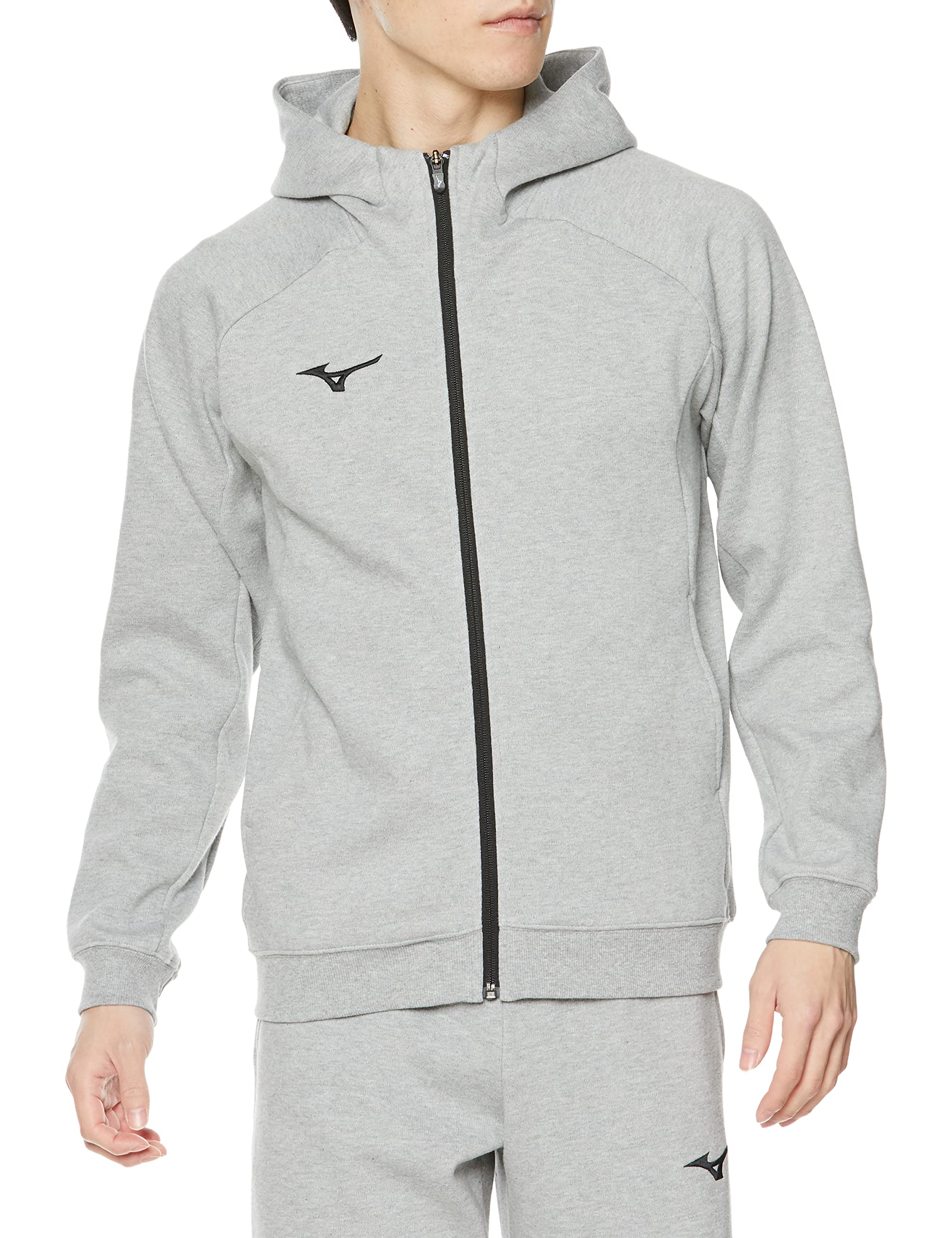 

Mizuno Training Wear Heather Size L Sweatshirt, Full-Zip Hoodie, 32MCA177, Gray,