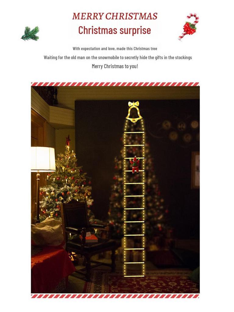 LED Santa Climbing Ladder Christmas Tree String Lights