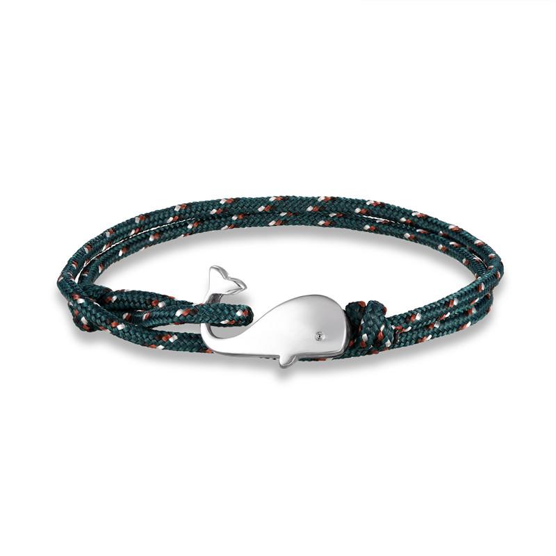 Beach Vacation Tiny Whale Tail Bracelet Couple Men Women 550 Paracord Jewelry Wrap Metal Hooks Summer