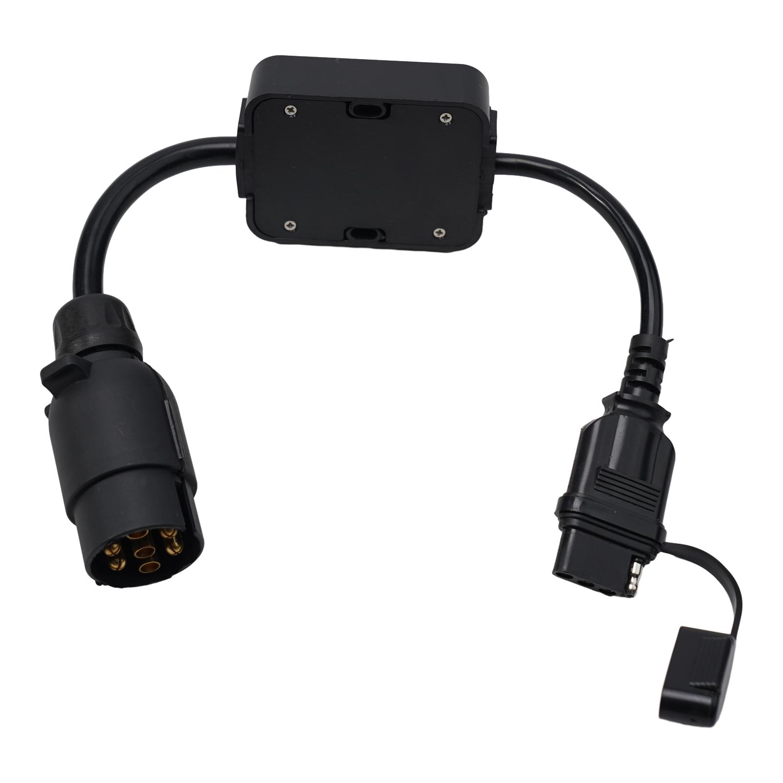 

Конвертер света прицепа Европейский круглый 7-контактный разъем в 4-контактный плоский штыревой разъем Детали преобразователя света прицепа бежевый