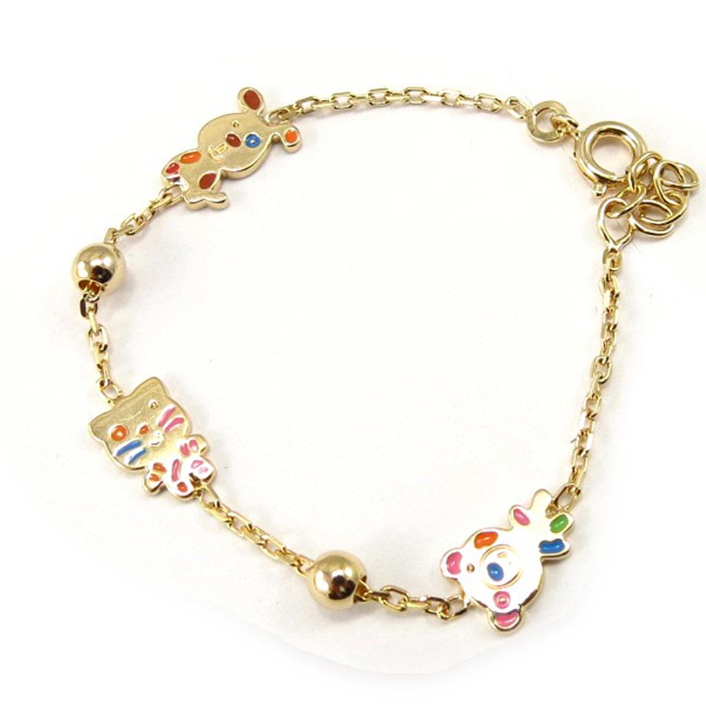Altesse [K6361] - Multicolored 'Animals' Gold-plated Bracelet