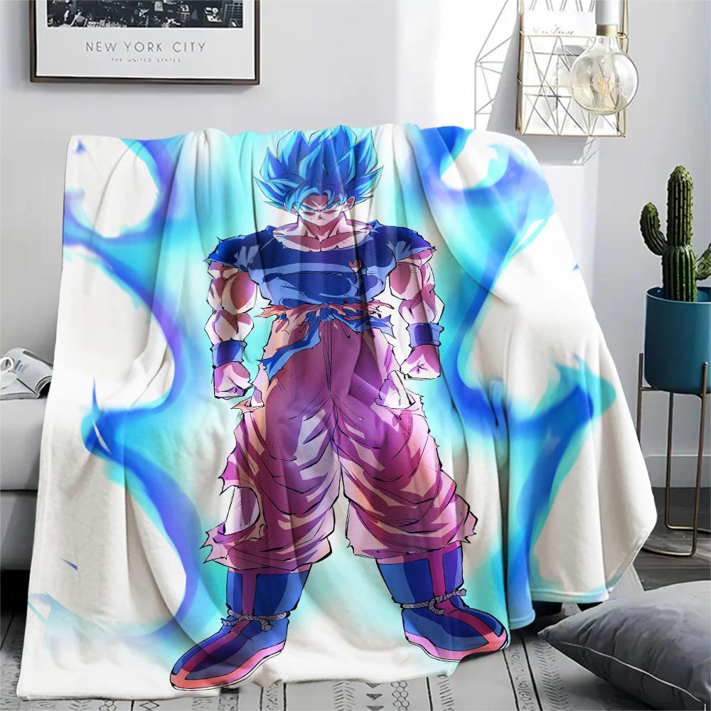 Dragon Ball Charakter Goku Muster Flanelldecke, Hohe Qualität, Bequem für Alle Jahreszeiten, Heimdekoration, Wärme und Komfort, Perfekt für Geschenke.