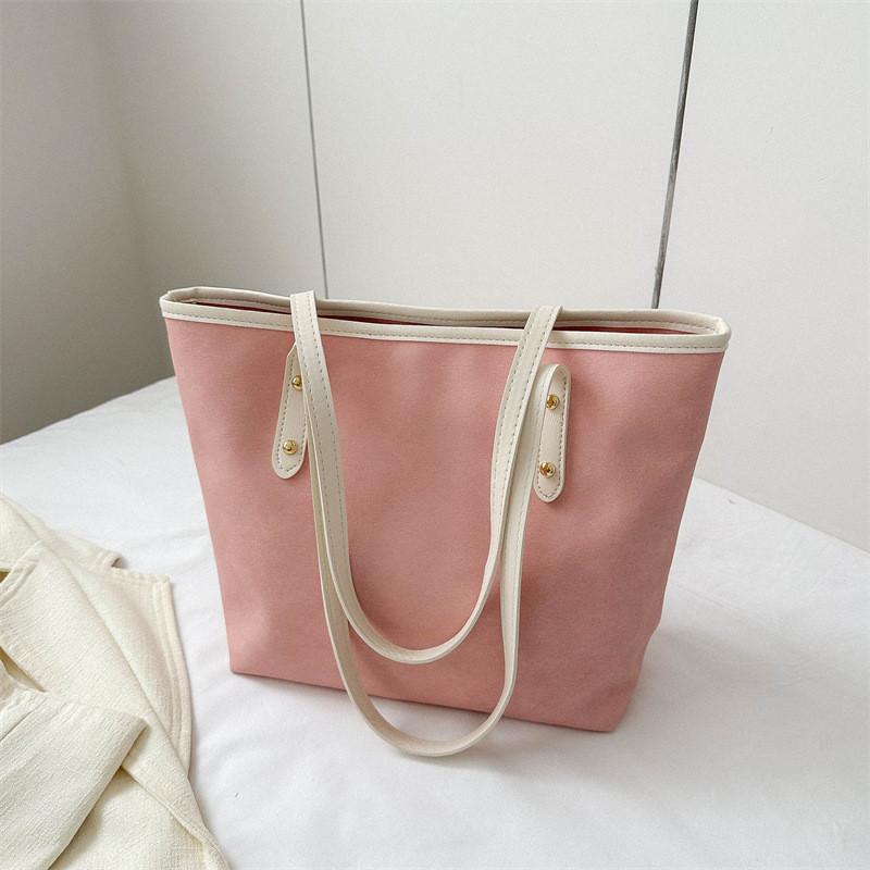 

Stylish Casual Tote Bag For Women In Black Khaki Blue Green And Pink With Large Capacity рожевий
