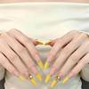 Golden Lemon: 2026 Summer Wearable Nude Yellow Gradient Nail Tips with Rhinestone Chain