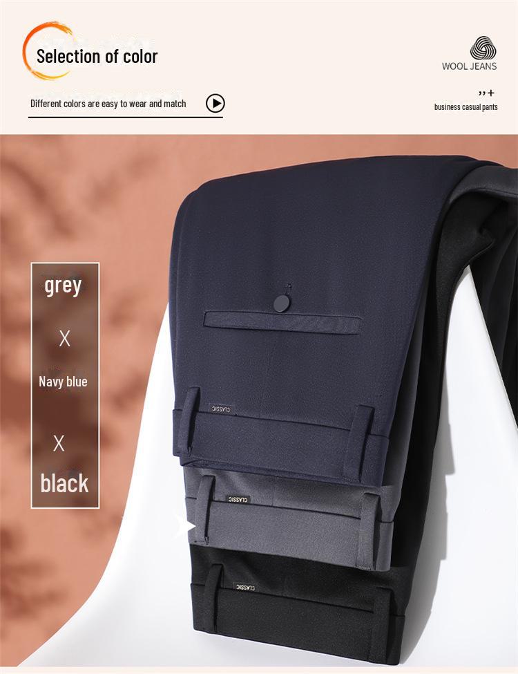 Herren Business Casual Hose mit schwarzem Samtfutter: Herbst-Winter Formeller Anzug Trend.