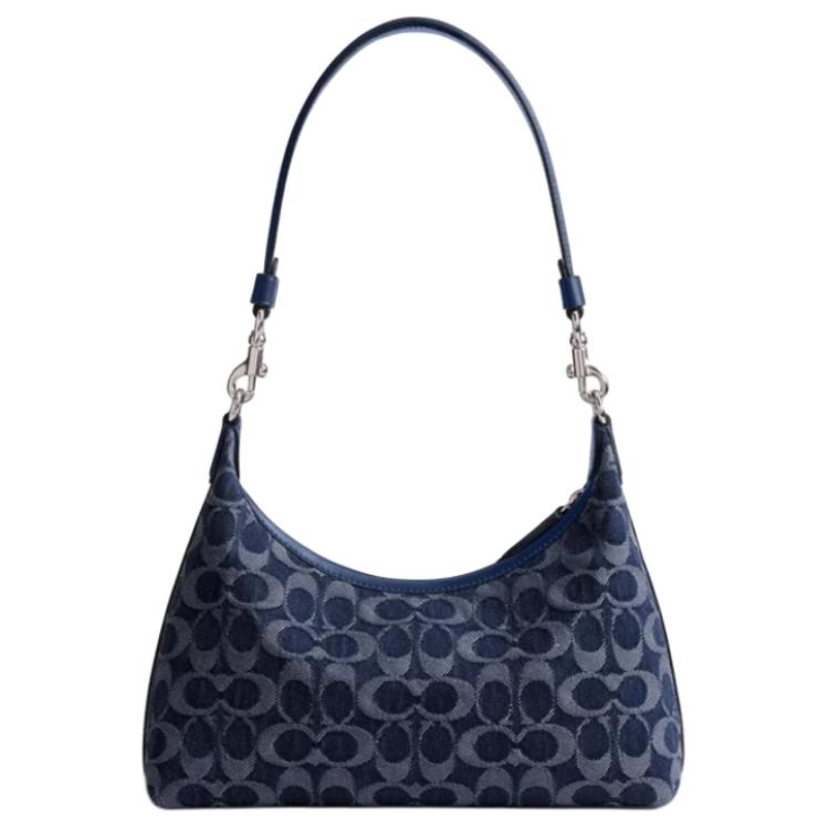 Coach Juliet 28 Klassisches Logo Reißverschluss Stoff Handtasche Umhängetasche Schultertasche Groß Damen Dunkelblau Gemischte Farbe