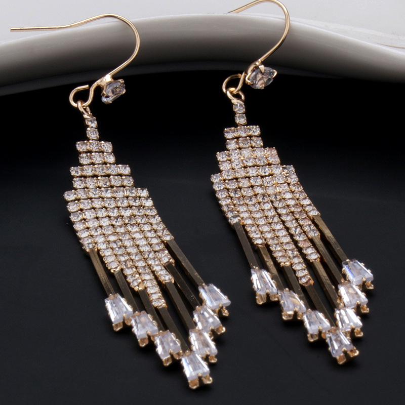 2024 Trendy Crystal Zircon Tassel Earrings for Versatile Style