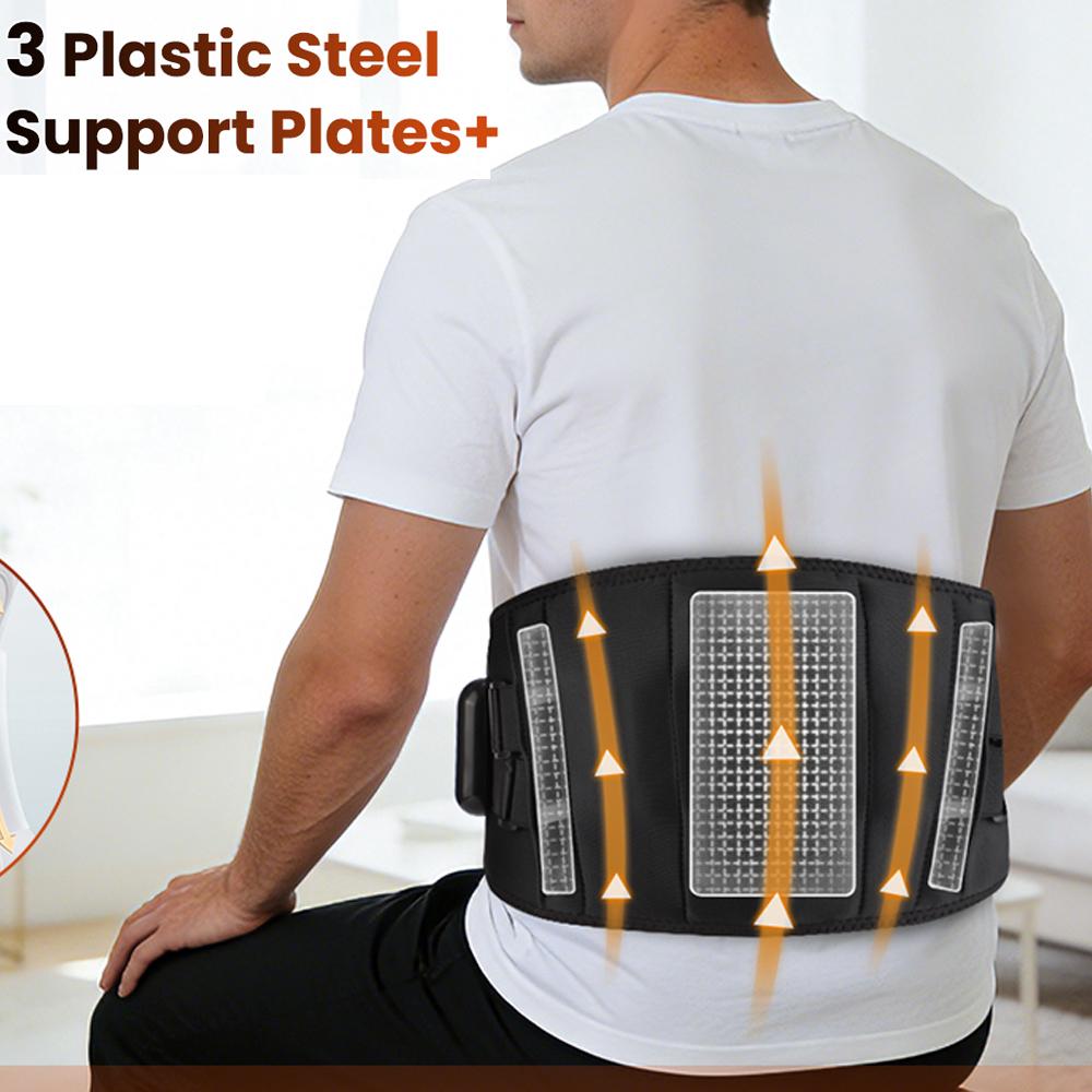 Cordless Heated Vibration Waist Belt Massager Lumbar Decompression Lower Back Brace Muscle Relax Support for Back