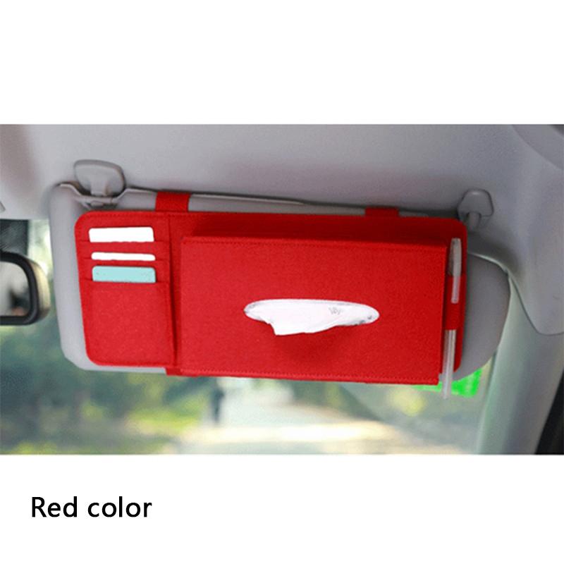 KKJOY Creative Car Sunshade Tissue Box Paper Towel Bag Multi - Function Felt Car Hanging Seat Car Interior Storage Box Supplies