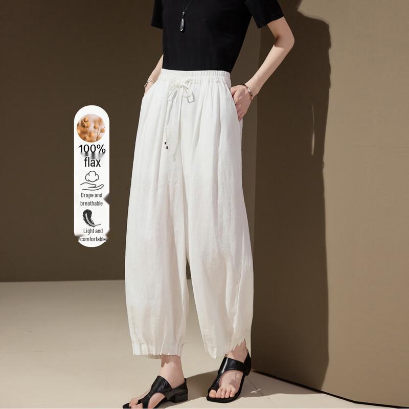 Women s 100% Linen Harem Pants M