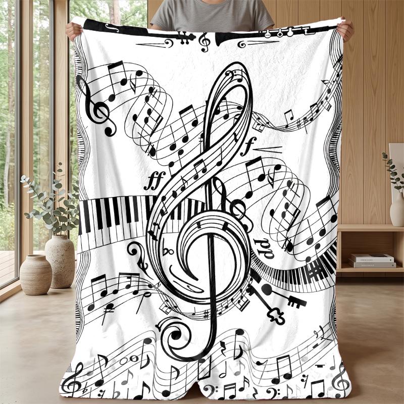 Music Notes Harmony 2 Theme blanket Lightweight Warm Flannel Blanket Decorative Throw Blanket for Home Decoration