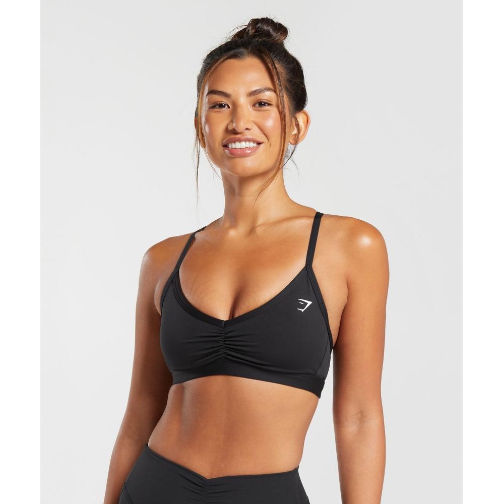 

Спортивный бюстгальтер GYMSHARK со сборками на бретелях, черный B6A6I BB2J XXS
