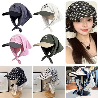 Quick Drying Headscarf Caps Triangular Lace-up Sun Hat Breathable UV Neck Protection Baseball Cap for Women Spring and Summer