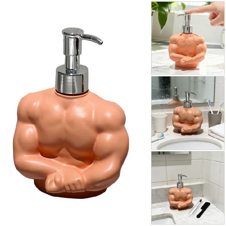 Wide Mouth Soap Dispenser Liquid Soap Container Muscular Man Design Press Pump Holder for Lotion Shampoo Body Wash