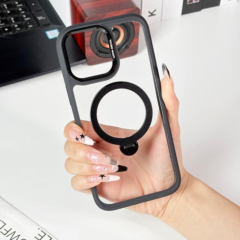 For IPhone 17pm Transparent Protective Case Holder for Apple 16/14 Anti Drop Magnetic Suction All Inclusive Phone Case Ins Style