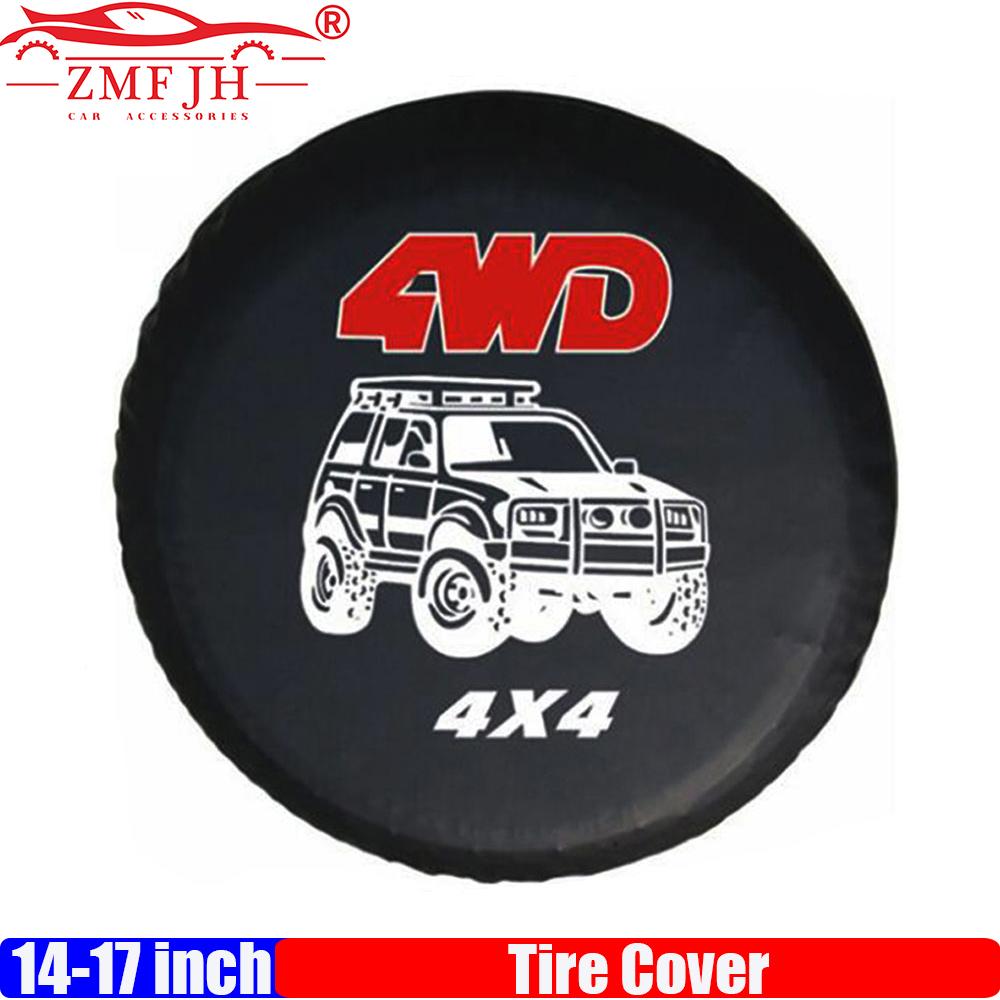 ZMFJH 4WD 4x4 PVC Leather Spare Wheel Cover Case 14" 15" 16" 17" Car Tires For Car Wheel Spare Tire Cover Waterproof Dustproof