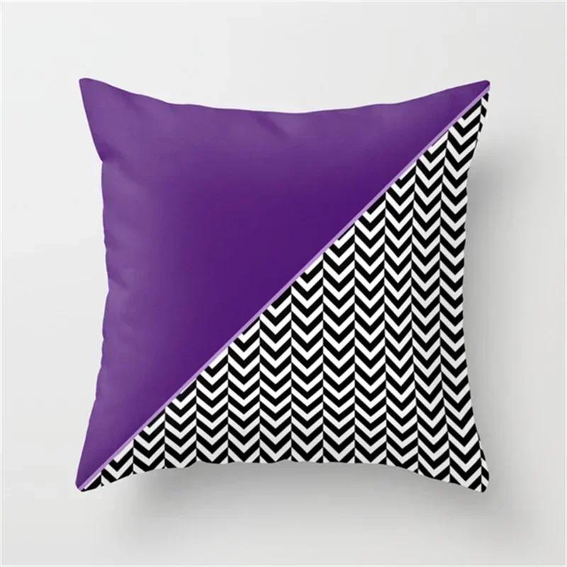 2024 Galaxy INS Wind Purple Geometric Moon Print Pillowcase Living Room Office Sofa Cushion Cover Waist Pillowcase 45*45CM