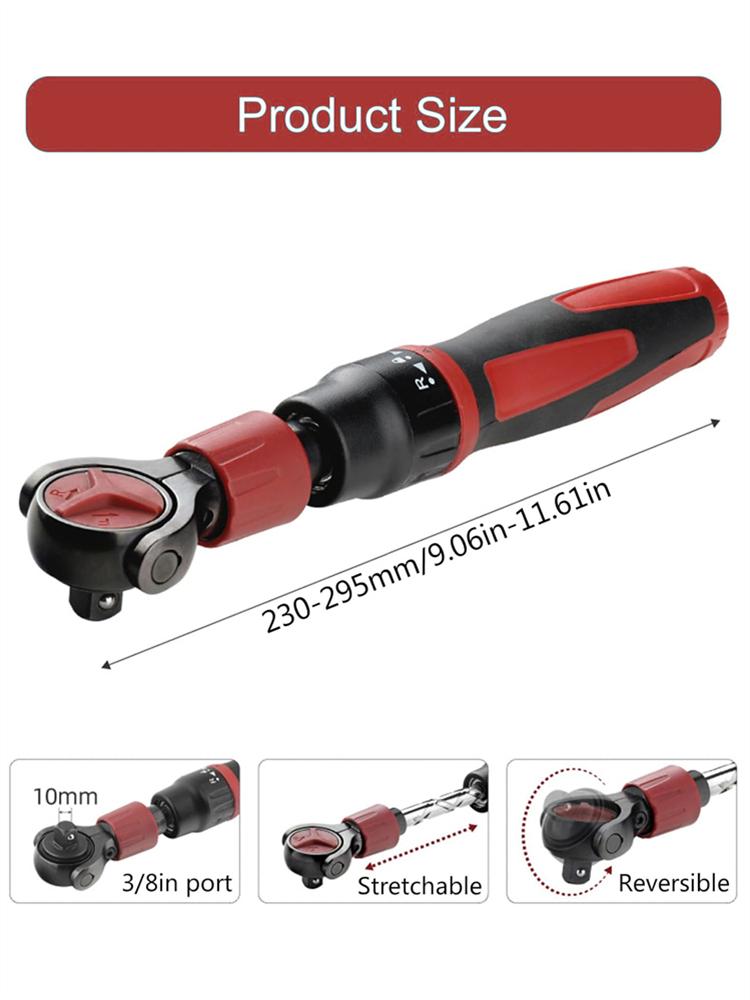Drive Ratchet Wrench Steel 72 Tooth Ratchet Flexible Head Wrench with Quick Release Reversible Switches Wrench Hand Tool