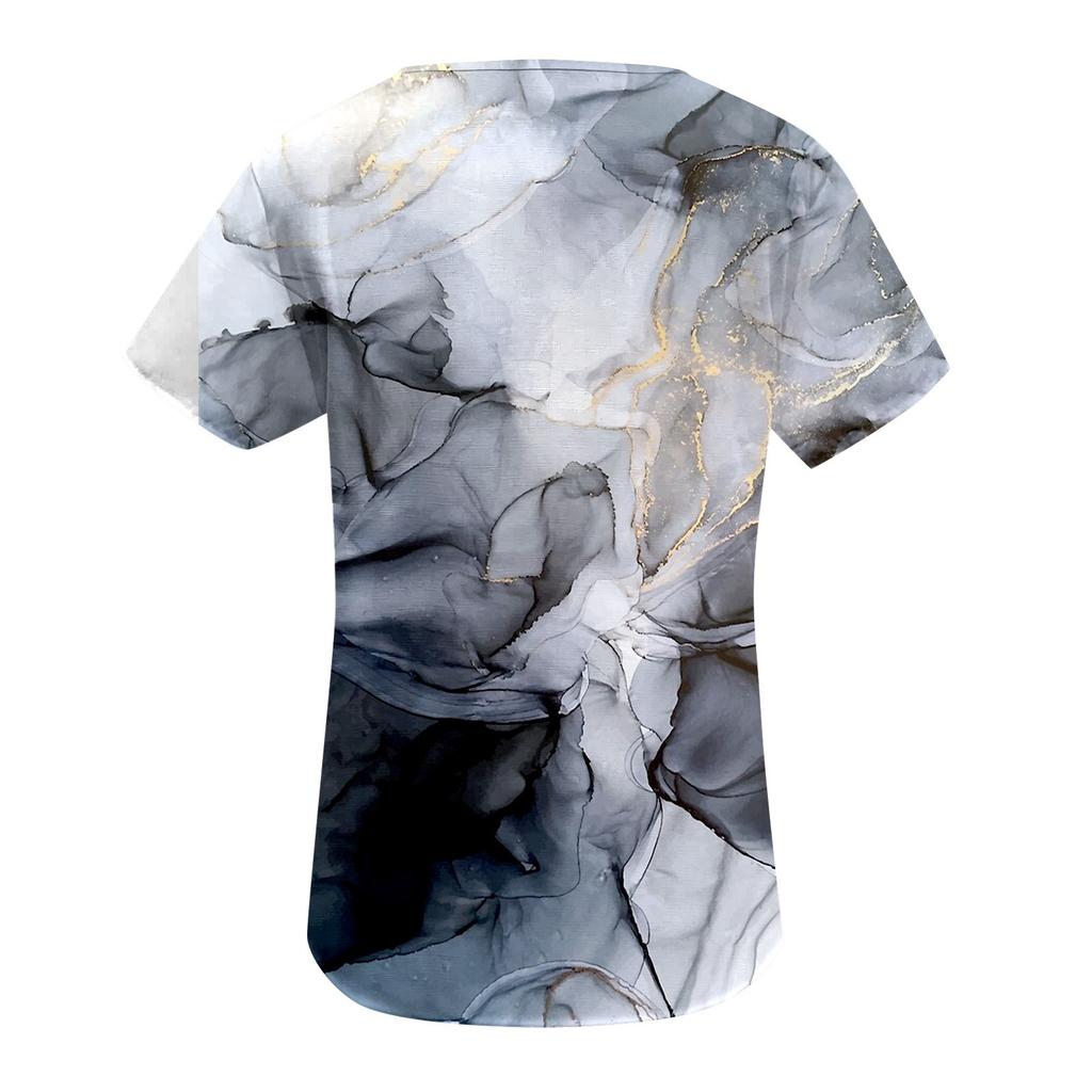 Women's Summer Casual Fashion Cotton Linen Printed Women's Short Sleeve Shirt Tops