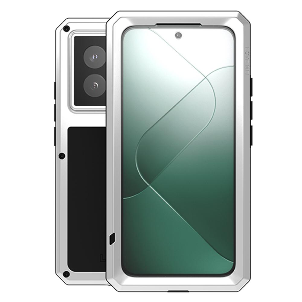 LOVE MEI For Xiaomi 14 Pro Case with Tempered Glass Film Metal+Silicone Rugged Phone Cover