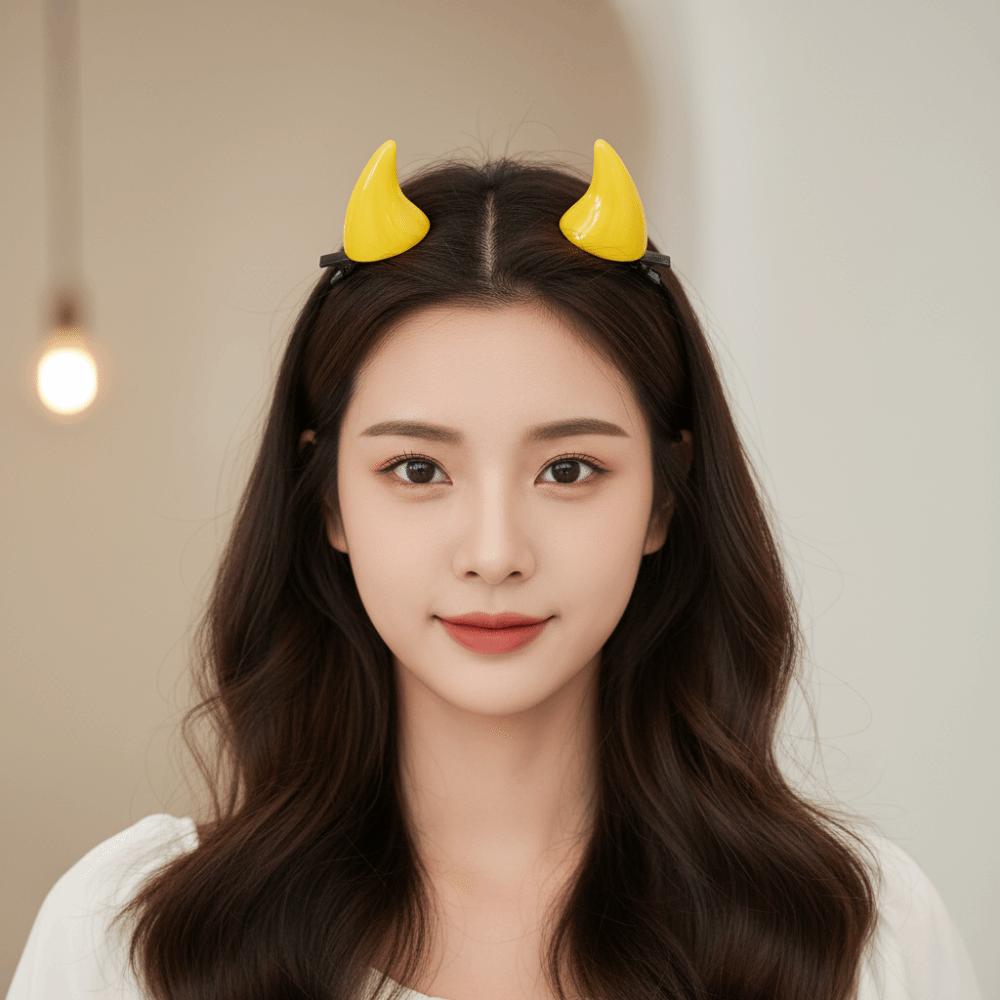 Glossy Devil Horn Hairpins Miniature Ox Horn Hair Clips Demon Horn Barrettes Cosplayers