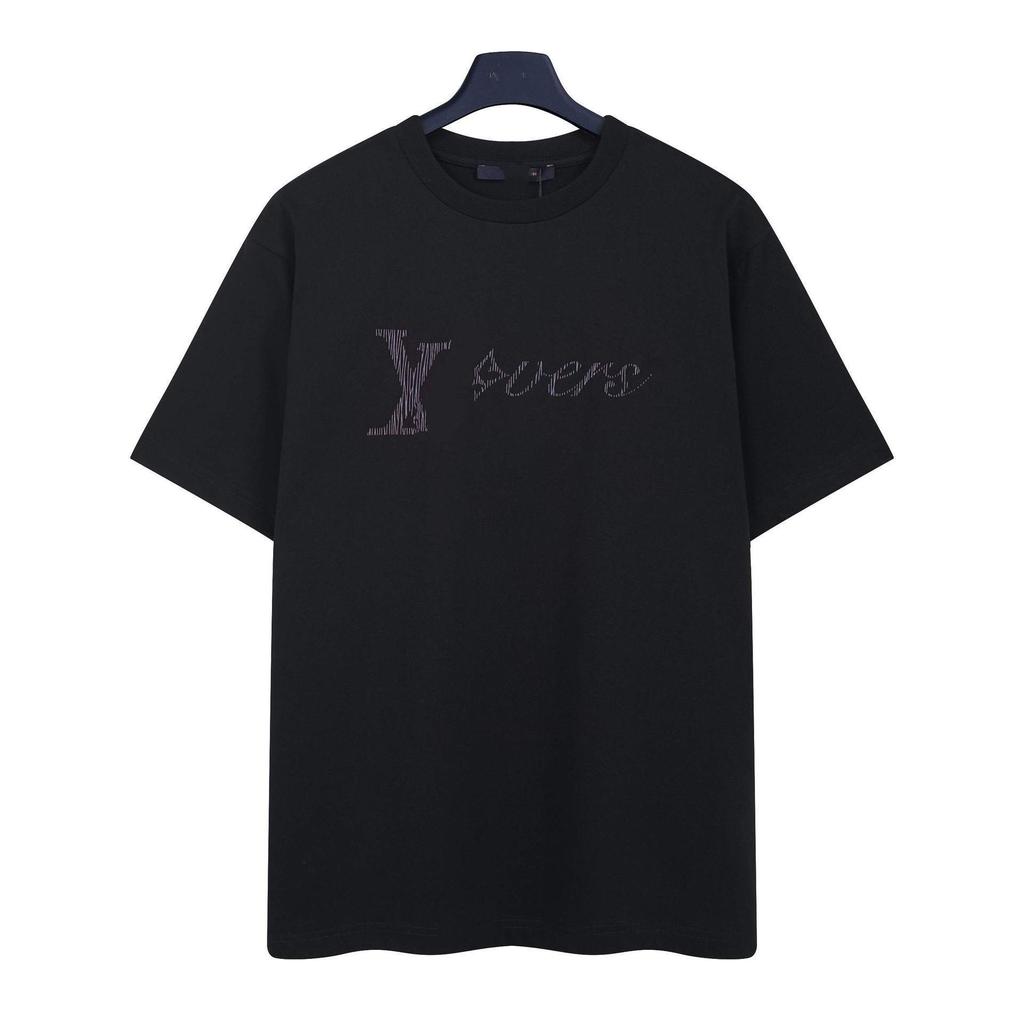 2026 Oversized tričko s potiskem monogramu, Celoplošný vzor, Lehké unisex tričko pro pár