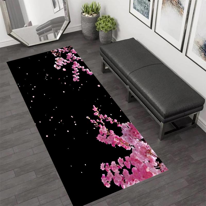 Sakura Mount Fuji Print Runner Rug Spring Floral Decorative Carpet Living Room Bedroom Kitchen Entrance Non Slip Mat 40X120CM